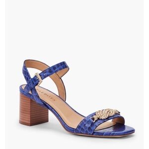 TALBOTS SERA KNOT CROC-EMBOSSED
SANDALS Royal Blue SZ 9 Old Money Timeless Chic